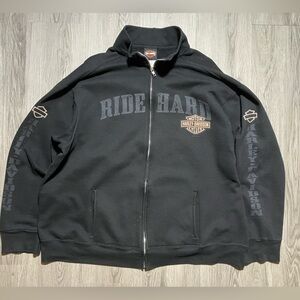 Vintage Harley-Davidson Ride Hard Black Full-Zip Sweatshirt mens XL Las Vegas